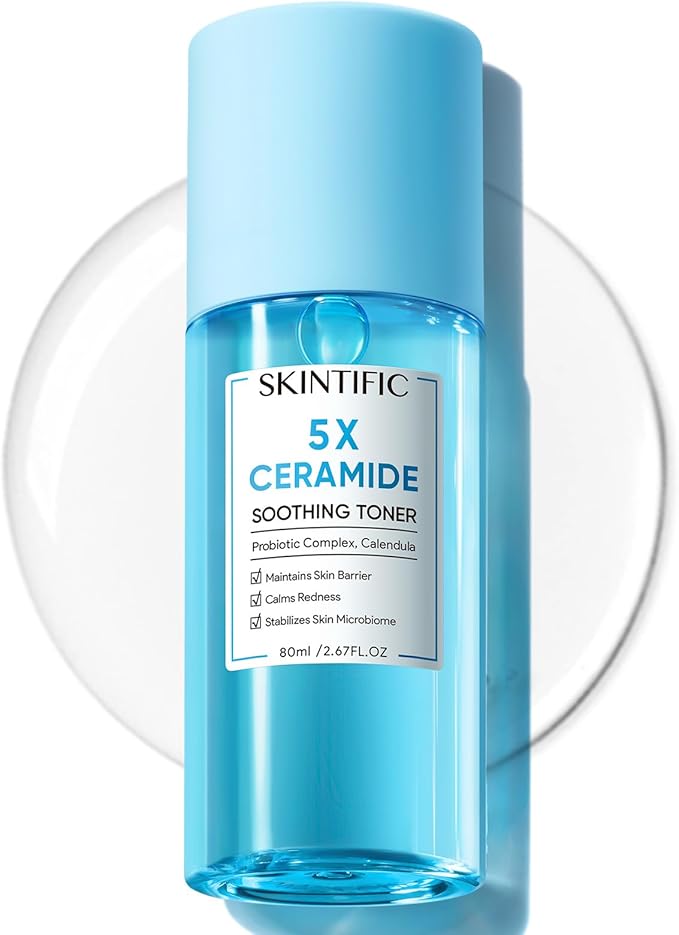 SKINTIFIC 5X Ceramide Soothing Toner, Hydrating Skin Barrier Repair Calms Redness Facial Toner with Probiotics & Calendula for Sensitive & Dry Skin, Non-Alcohol, Cruelty-Free, Vegan Skincare