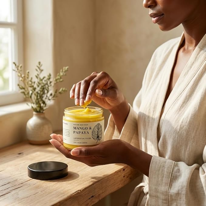 Nature Skin Shop Mango Papaya Luster Ritual Polish – Brightening Whipped Exfoliating Body Scrub, 8oz
