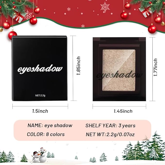 Pressed Single Eyeshadow Makeup,Champagne Gold Sparkle Highly Pigmented Monochrome Eye Shadow Palette, Waterproof Neutral Powder, sombras para ojos, Lightweight Blendable,#06