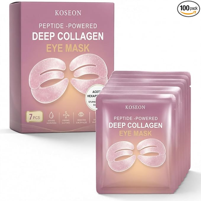Collagen Eye Mask, 2026 New 7 PCS Peptide-Powered Deep Collagen Eye Mask, Under Eye Patches 360° Fit, Eye Mask with Collagen Peptide, Eye Patches for Puffy Eyes and Dark Circles
