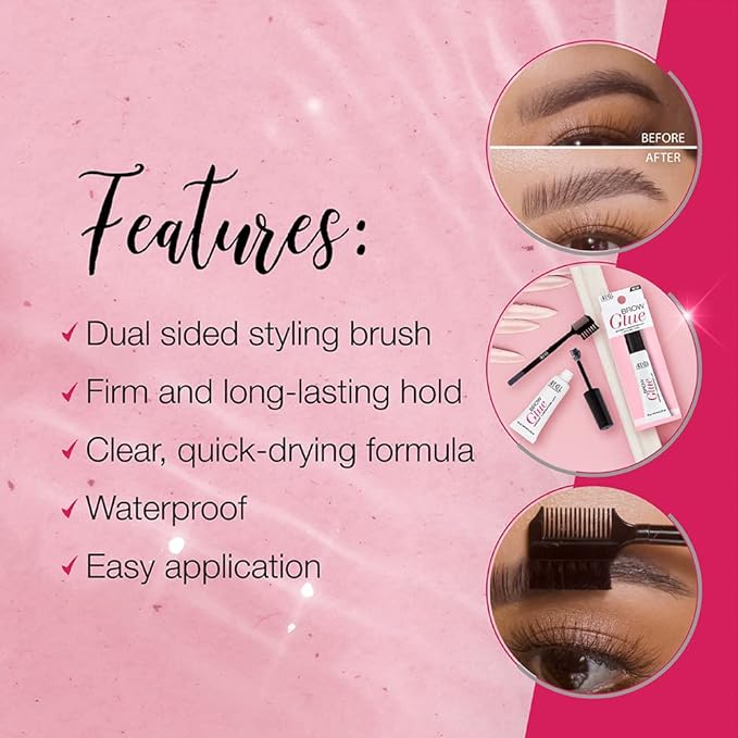 Ardell Brow Glue Clear – Strong Hold Eyebrow Gel for Lamination Lift, Long Lasting Brow Gel Styling Tool for Shaping & Setting Brows, Eye Makeup, 0.35 oz
