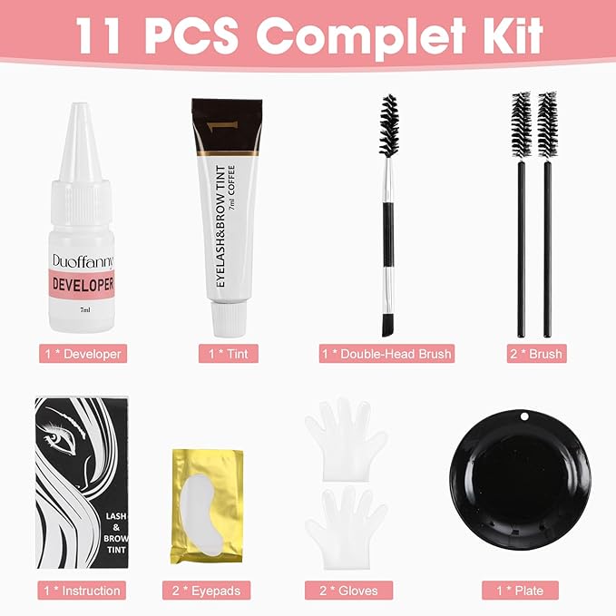 2-In-1 Eyebrow & Eyelash Color Kit - DIY Lash and Brow Tinting at Home, Professional Salon Quality Results, Long-Lasting Eyebrow Color for Natural Look, 7ml (Natural Black)