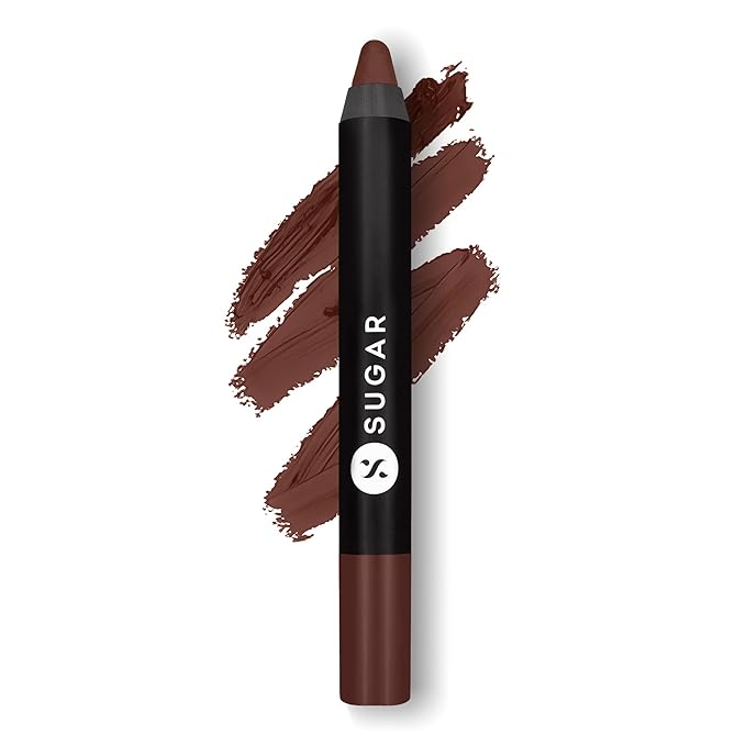 SUGAR Cosmetics Matte as Hell Crayon Lipsticks for Women Lasts Up To 8+ Hours Lip Crayon with Sharpener - 2.8 g (Pack of 1) 26 Vianne Rocher