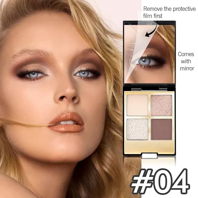CAKAILA 4 Colors Eyeshadow Makeup Palette,Nude Rose Gold Brown Natural Neutral Nude Eye Shadow Palette with Mirror,Long Lasting Naturing-Looking,Waterproof,Travel Size