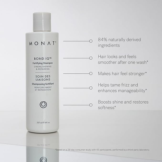 MONAT BOND IQ™ Fortifying Shampoo – Strengthening & Repairing Cleanser with Biomimetic Peptide Technology, Lupin Protein & Baobab Extract for Smoother, Shinier, Stronger Hair - 237 ml / 8 fl.