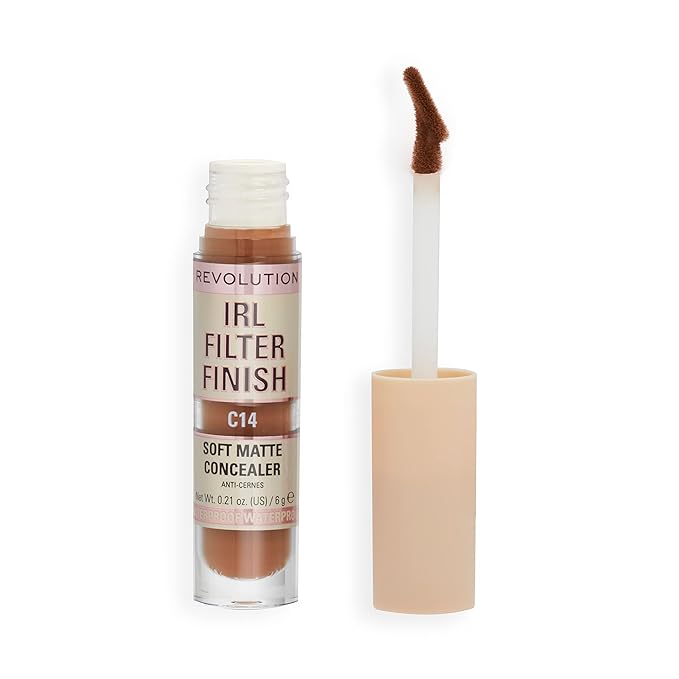 Revolution, IRL Filter Finish Concealer, Full Coverage, Oil-Free, Long-Lasting & Lightweight Formula, Infused with Hyaluronic Acid, Vegan & Cruelty-Free, C14, 0.21 oz