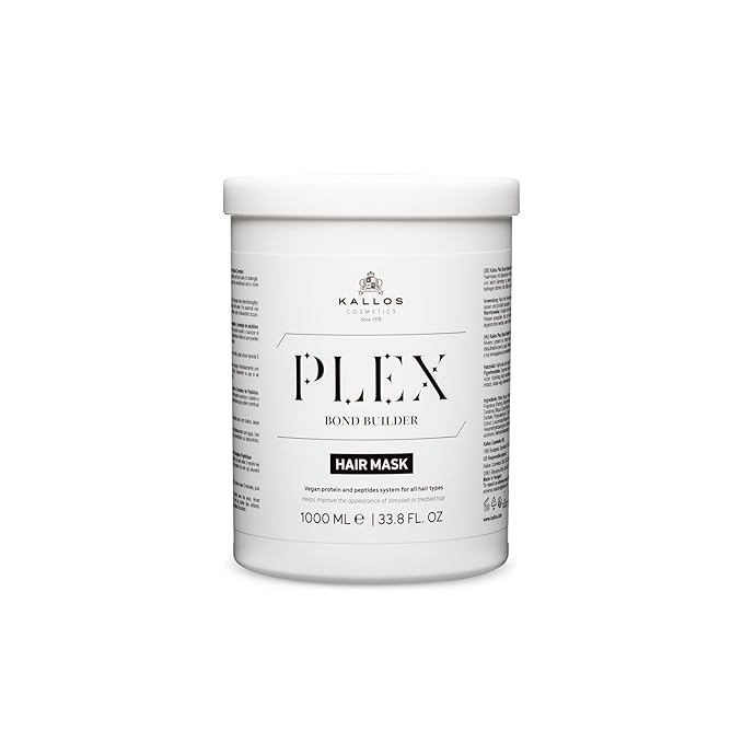 Kallos Plex Bond Builder Hair Mask – Bond Repair Treatment for Damaged & Bleached Hair, Plant Protein & Peptide Complex, Salon Size 1000 ml / 33.8 fl oz