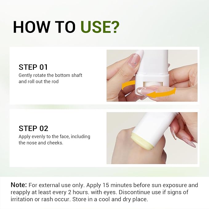 Sunscreen Stick with Centella, Sunscreen Stick SPF50+ PA++++, Soothing, Moisturizing, No White Cast, Matte Sun Stick Broad Spectrum Sunblock Stick for Face & Body, 0.71 OZ