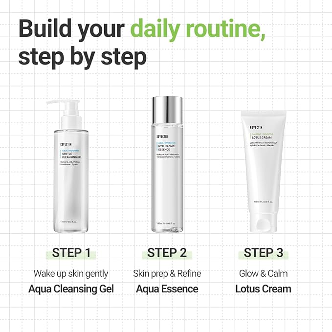 ROVECTIN Calming Lotus Cream – Lightweight Hydrating & Soothing Moisturizer Face Cream for Sensitive Skin | 75% Lotus Water Extract & Niacinamide for Anti-Aging | Vegan Korean Skincare (2.03 fl oz)