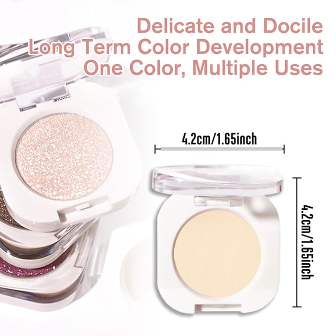 WanTuoluo Smoky Beige Matte Eyeshadow Palette for Women, Single Monochrome Eye Shadow Makeup, Shiny Pressed Powder, Blendable Natural sombras para ojos, Holographic,Vegan,Travel -17