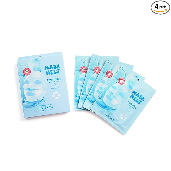 TONYMOLY Mask Melt Hydrating Hydrogel Overnight Face Mask Set of 4 – Vegan Banana PDRN + Hyaluronic Acid, Deep Moisture Repair for Dry Skin, Korean Skincare