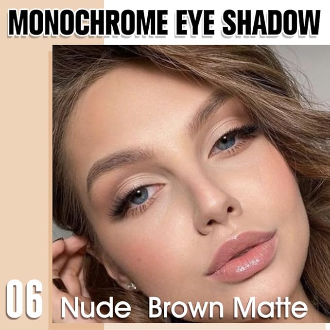 Light Nude Single Matte Eyeshadows Makeup, Neutral Powde Eye Shadow for Women, Skin Singles Matte Eyeshadow Palette Pigmented Waterproof, sombras para ojos, Blendable, Vegan & Cruelty-Free 06