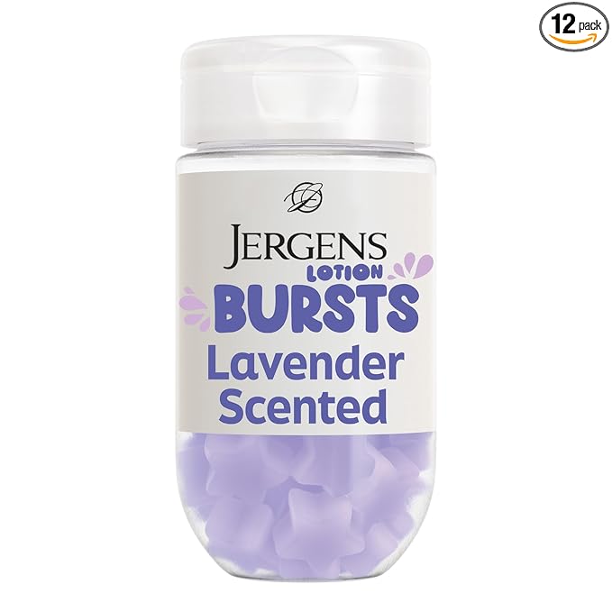 Jergens Lavender Lotion Bursts, Squishy Star-Shaped Moisturizer Bursts, 38 Ct (Pack of 12)