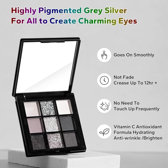 URQTt Eyeshadow Palette Set - Rich Colors Eye Makeup Kit, Black, Blue, Green, Purple Eyeshadow Shades, Natural Nude Matte Shimmer Glitter Naked Eye Shadow Pallete Set (Reversal Star Smokey)