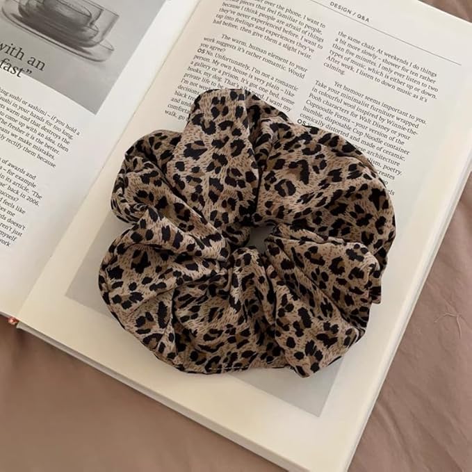 Leopard Scrunchie Elastic Satin Silk Hair Accessories Cheetah Headdress for Women Girls