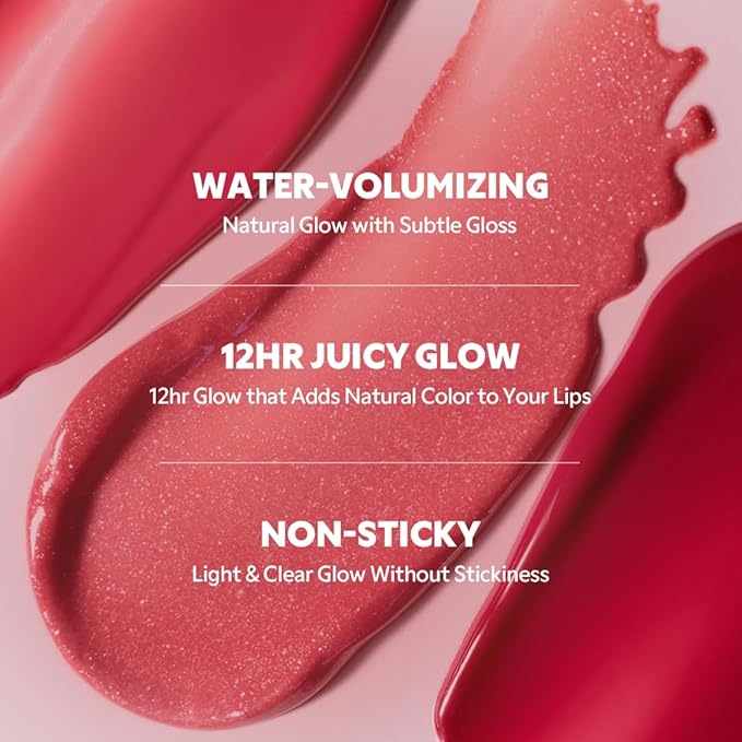 TIRTIR [*Mini Size Waterism Tinted Lip Gloss #15 Grapen, 0.06 Fl Oz – Kiss Ready Lipgloss, 12H Long Lasting Non Sticky Natural Tinted Glow Korean Multiuse Cheek and Lip Tint for Women gift