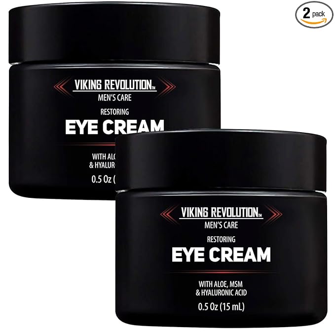 Viking Revolution Natural Eye Cream for Men - Anti Aging, Dark Circle, Under Eye Treatment - Men's Eye Moisturizer Wrinkle Cream - 0.5 Ounce (Pack of 2)