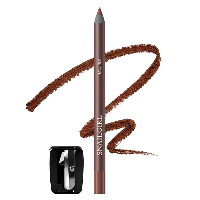Chocolate Gel Eyeliner Pencil for Mature Eyes, Smooth Glide, No Tugging or Pulling for Soft & Natural Look, Waterproof Smudge-Proof Long-Lasting with Sharpener