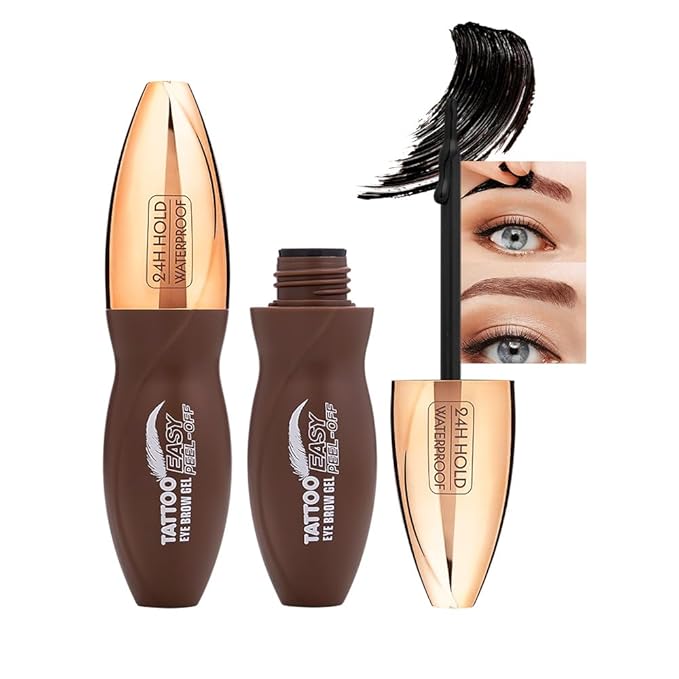 Peel Off Eyebrow Gel for Women, Fuller & Defined Looking Brows, Brown Espresso Taupe Auburn Chocolate, 5 Days Long-Lasting Waterproof Sweatproof, Gift for All Skin Types (04-Chocolate)