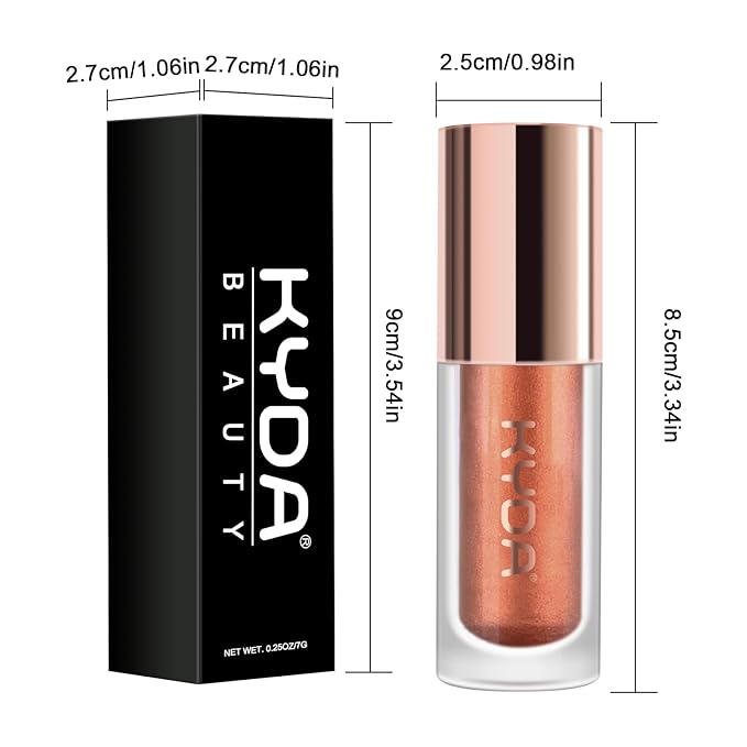 KYDA Liquid Glitter Eyeshadow, High Pigment Red Orange Metallic Glittery Finish, Soft Lightweight Creamy Formula, One-Swipe Coverage, Long-wearing Crease-Resistant Eyes Glitter Makeup, 0.25oz