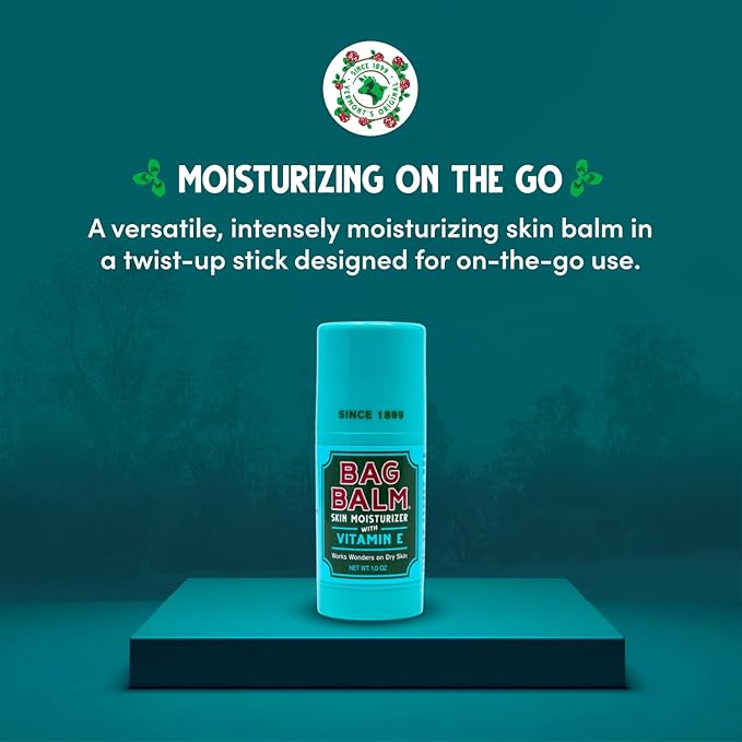 Bag Balm Original Skin Moisturizer Stick with Vitamin E - Hydrating & Soothing Balm for Dry Skin, Chapped Lips & Cracked Hands - Made in the USA - Paraben-Free & Cruelty-Free Twist-Up 1oz (3)