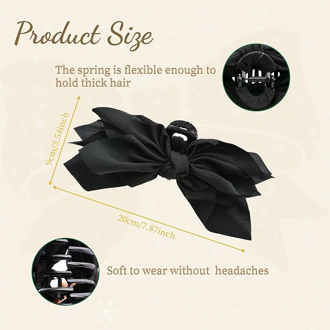 Bow Claw Hair Clips 4PCS Big Hair Bows for Women Butterfly Styling Large Hair Clips for Thin Thick Curly Hair Hair Accessories for Girls Teen Gifts for Ladies