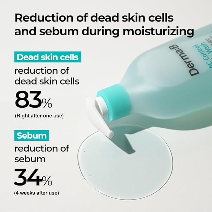 Derma B AC Control Body Wash 420ml,14.2 Fl.oz, Anti-Blemish & Pimples Care, Hypoallergenic Body Cleanser, Trouble Solution for All Skin Types, Soothing & Refreshing Shower Gel, Korean Skincare