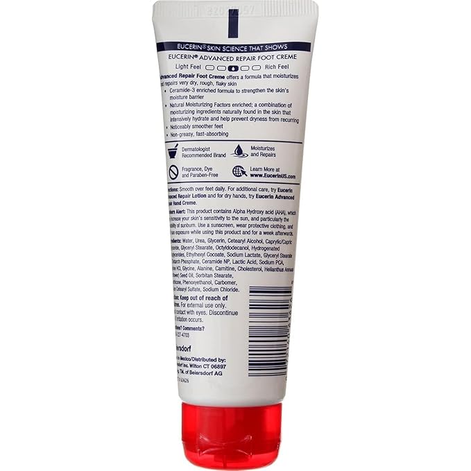 Eucerin Advanced Repair Light Feel Foot Creme, 3 oz (Pack of 5)