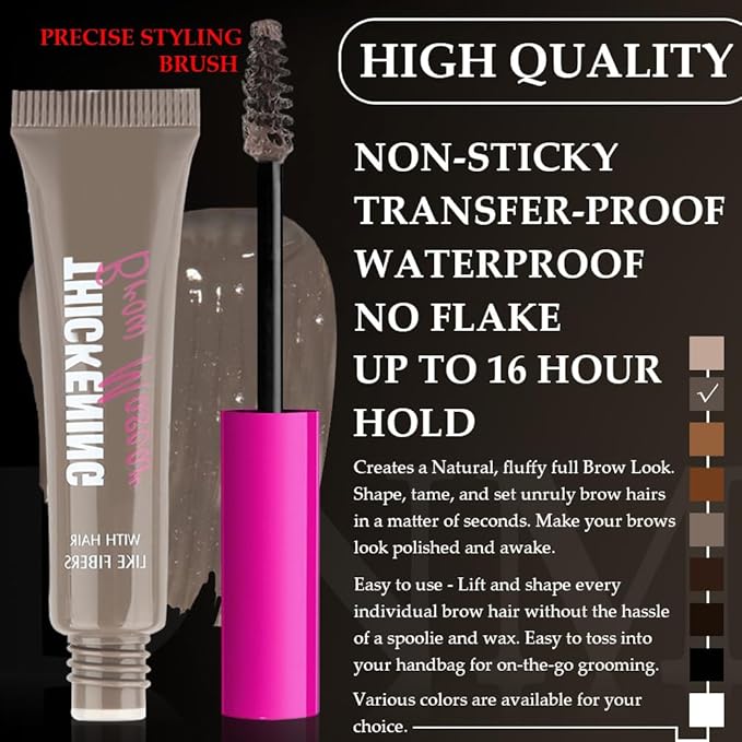 Kaely Thickening Brow Mascara, Tinted Eyebrow Gel Waterproof, Eyebrow Color Makeup, Vegan, Cruelty Free, maquillaje gel para cejas a prueba de agua, 02 Cool Blonde