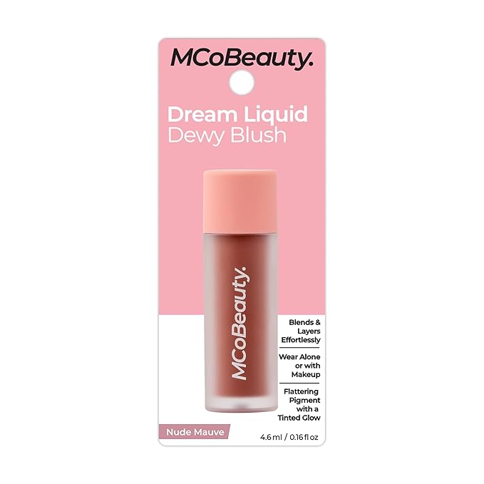MCoBeauty - Dream Liquid Dewy Blush for Cheeks - Nude Mauve Radiant Flush for Fresh Shade - Fresh Glowing Cheeks - 4.6ml - Vegan, Cruelty Free - Face Makeup, Blush Liquid