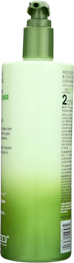 GIOVANNI 2chic Ultra-Moist Conditioner - Avocado & Olive Oil, Creamy Hydration Formula, Enriched with Aloe Vera, Shea Butter, Botanical Extracts, No Parabens, Color Safe - 24 oz