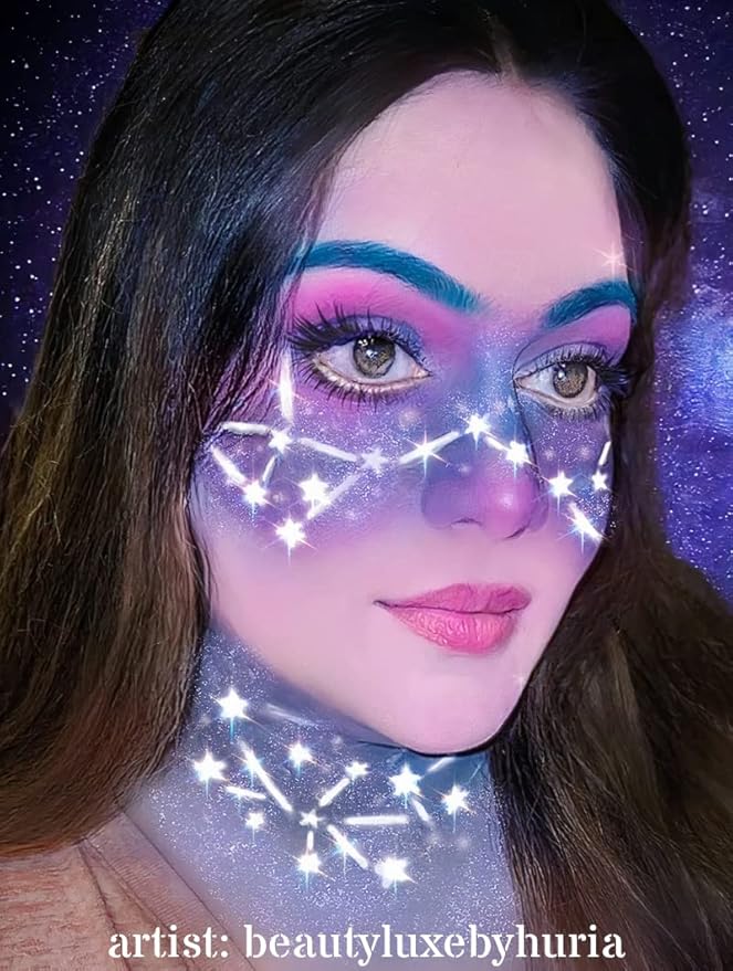 Stencil1FX - Constellations Stars Eye Makeup Stencil for Costumes, Dress Up, Halloween, Cosplay, Face Painting, Raves, Festivals, Parades, Parties