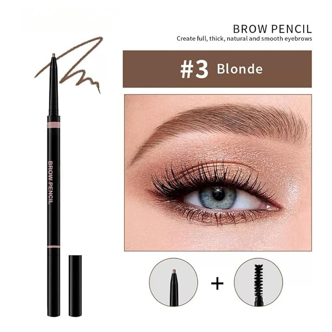 Eyebrow Pencil – Ultra-fine eyebrow pencil, precision nib and spool brush, filler sparse areas, natural eyebrow makeup, waterproof women's eyebrow pen (03# Blonde)