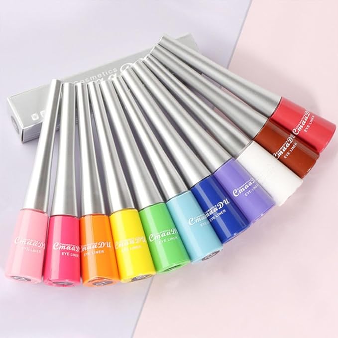 14 Colors Liquid Color Eyeliner, Halloween Waterproof Matte Colored Eyeliners Smudge-proof Fluorescent Colorful Eyeline Face Body Paint Cosplay Gifts Mother's Day for Women