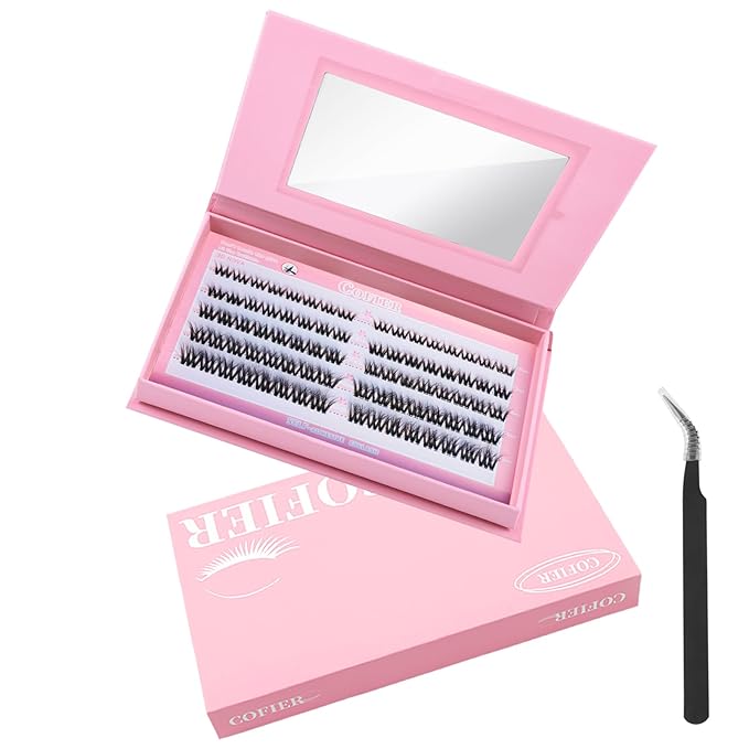 Glue-Free Wispy Lash Clusters Kit, 90 Pcs Individual Eyelash Clusters- DIY Lash Extension Kit with eyelashes Tweezers, Natural Fluffy Fake Lashes, Beginners Friendly (Nova(10-18mm/80PcS) C Curl))