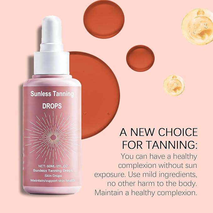 Tanning Drops to Drink, Sunless Tanning Drops for Natural Bronze, Self Tanner for Face Body, Bronzing Drop Serum Suitable for All Skin Types, Customizable Glow, Enhancing Natural Skin Tone (Pink)