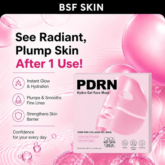 Salmon DNA PDRN Pink Collagen Jelly Hydrogel Face Mask | 11 Peptide Complex | Overnight Face Mask for Glass & Glowy Skin | Moisturizing, Firming, Hydrating & Elasticity Care (28g x4ea)