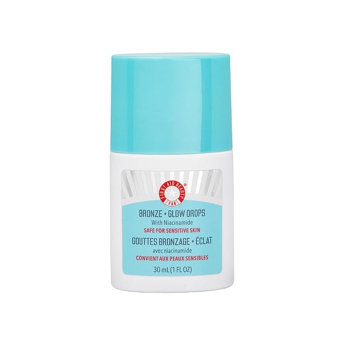 First Aid Beauty - Bronze + Glow Drops with Niacinamide, Visibly Evens Skin Tone, Blurs Pores and Hydrates for 24 hours with a Bronze Kiss of Color, Non-Comedogenic, Safe for Sensitive Skin, 1 oz