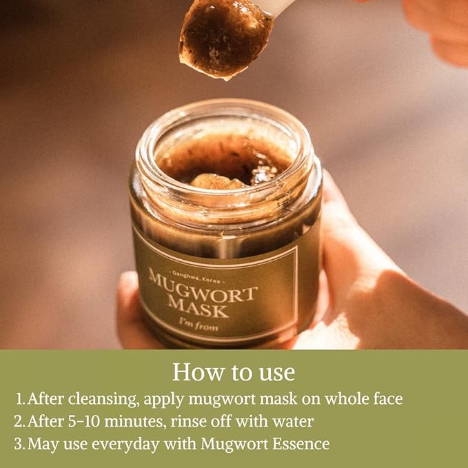 I'm from Mugwort Mask Cooling, Fast Soothing Wash Off Face Mask, Korean Facial Skincare 1.01 Fl Oz