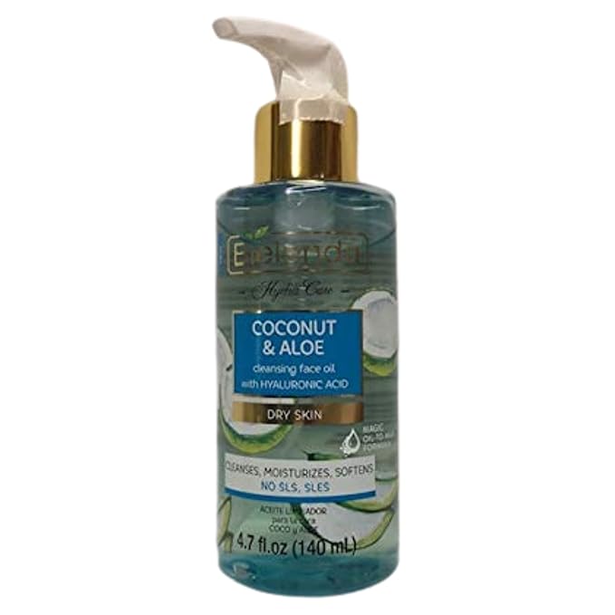 Bielenda Coconut & Aloe cleansing face oil with Hyaluronic Acid. For Dry Skin. Cleanses, Moisturizes, Softens. 4.7 FL OZ