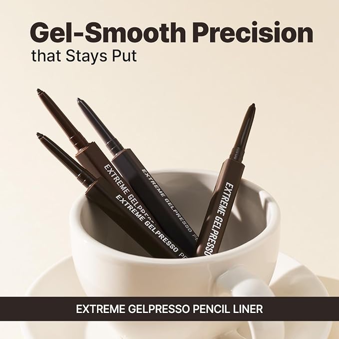 CLIO Extreme Gelpresso Pencil Eyeliner, Gel Smooth Waterproof Formula, One Swipe High Pigment Color, Smudge Resistant Long Wear, Creamy Glide, Blend Control, Defined Eye Precision (004 Gray Brown)
