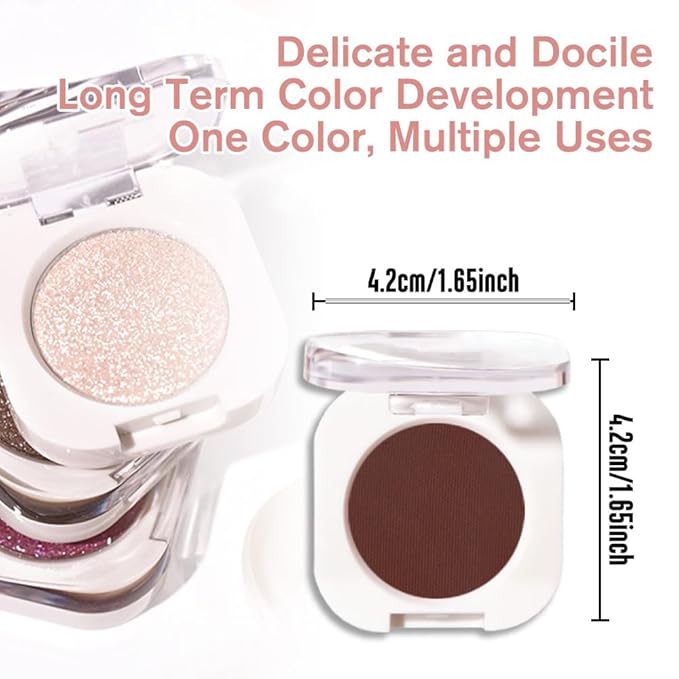 WanTuoluo Coffee Matte Eyeshadow Palette for Women, Single Monochrome Eye Shadow Makeup, Shiny Pressed Powder, Blendable Natural sombras para ojos, Holographic,Vegan,Travel -27