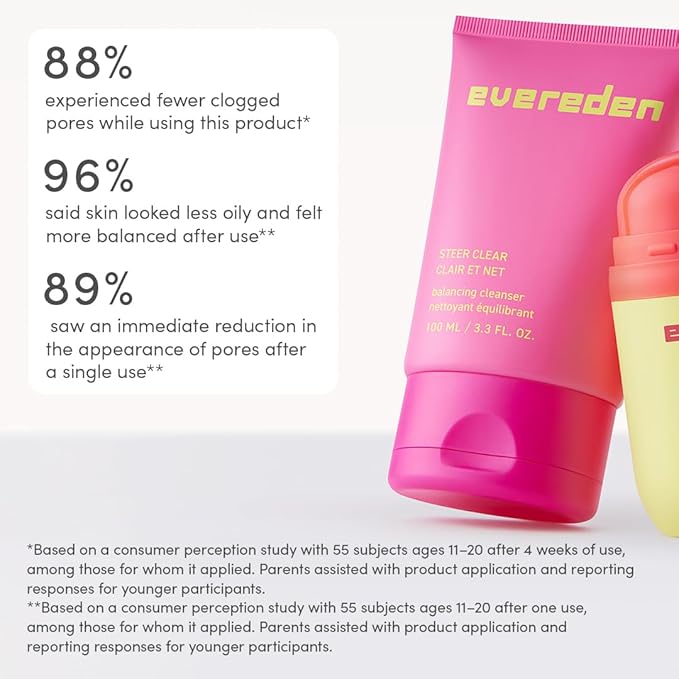 Evereden Steer Clear Balancing Jelly Cleanser for Teens: Clean & Vegan Teen Skin Care for Oily & Pimple-Prone Skin - Pre Teen Face Wash - Gently Cleanses Pores Without Drying - Tweens 10-12 and Beyond