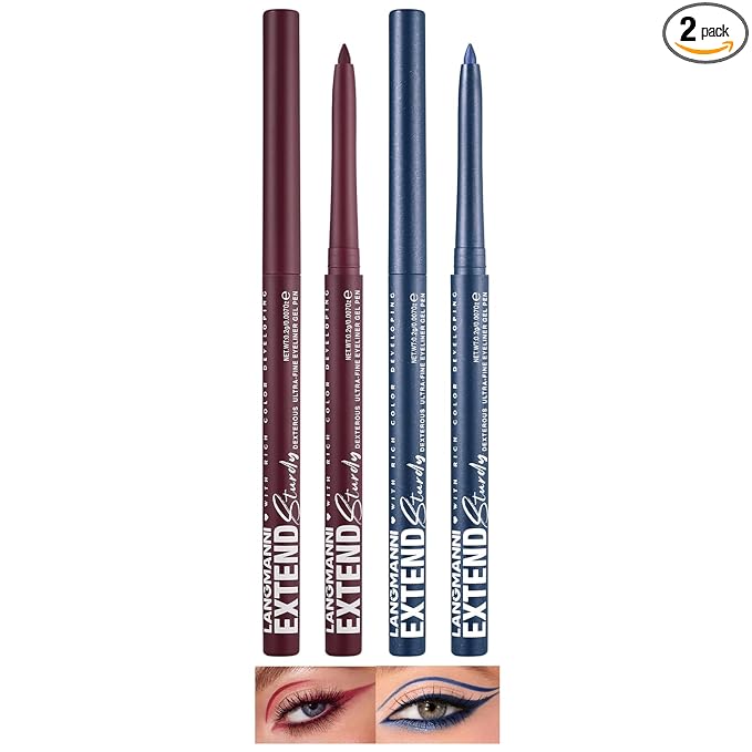 LANGMANNI 2Pcs Metal Colorful Eyeliner Pencil Set - Matte & Shimmer Eye Makeup,Smooth Use Long-Lasting & Waterproof Eyeliner Set(#07+08)
