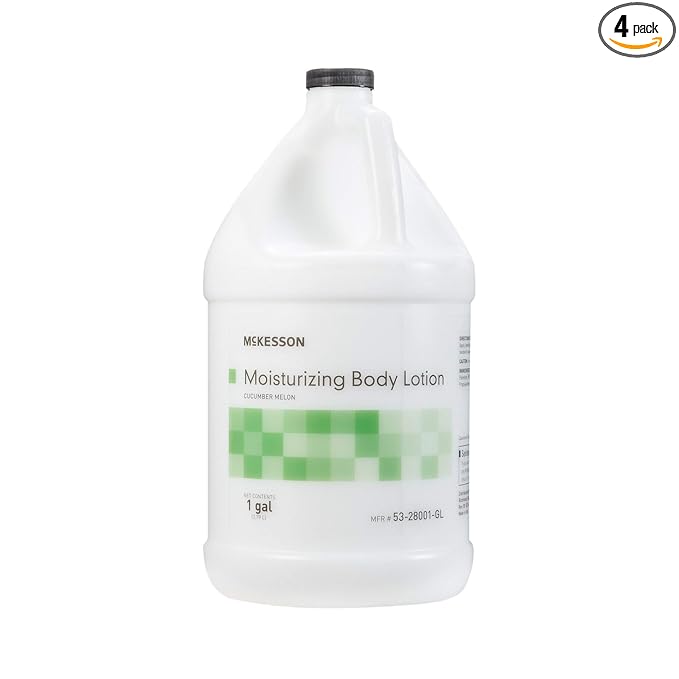 McKesson Moisturizing Hand and Body Lotion, 1 Gallon [Pack of 4] Bulk, Refill, For Dry, Crack, Sensitive Skin, Cucumber Melon Scent