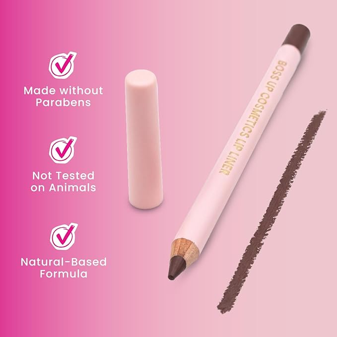 BossUp Cosmetics All-In-One Lip Kit | Dark Brown Lip Liner and Lip Oil Set with Clear and Color Changing Lip Oils | Complete Lip Makeup Kit for Women
