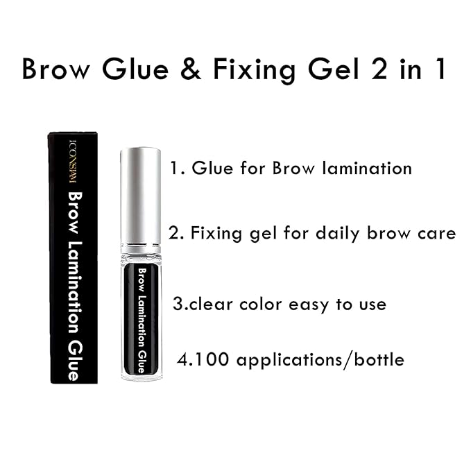 Brow Lamination Glue, Brow Fix Gel, Clear Eyebrow Lift Glue Tools Professional Brow Lifting, Strong Eye Brow Perm Adhesive Easy to Use Water-Based, More than 50 Applications