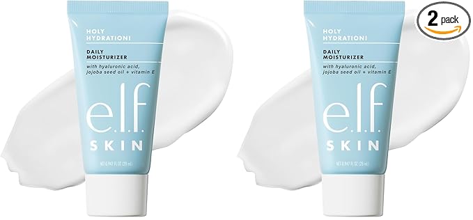 e.l.f. SKIN Holy Hydration! Moisturizer Mini, Ultra-Hydrating Formula, Infused with Aloe, Jojoba Oil & Shea Butter, Vegan & Cruelty-Free (Pack of 2)