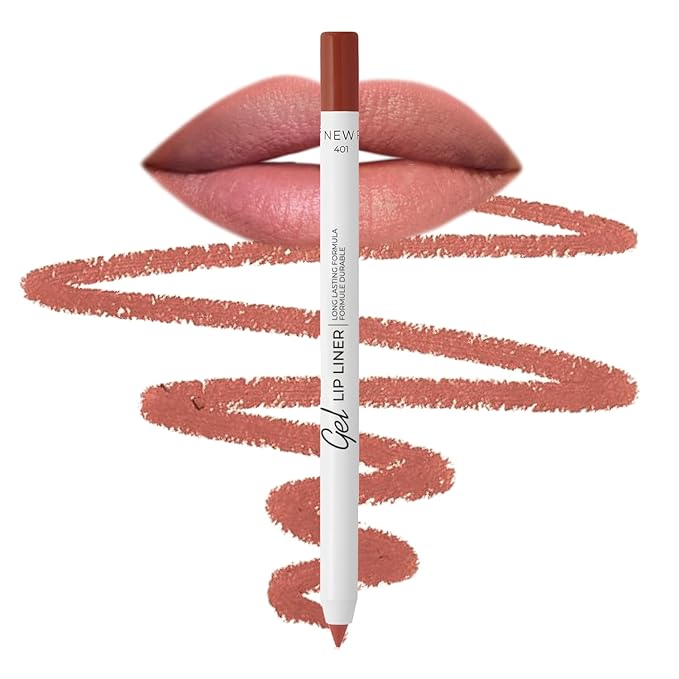 Lamel Gel Lip Liner Pencil - Nude - 2-in-1 Waterproof Lip Liner - 8-Hour Wear, Creamy Texture, Sharpenable, High Pigment - Provides Smooth Finish or Full Coverage - N.401