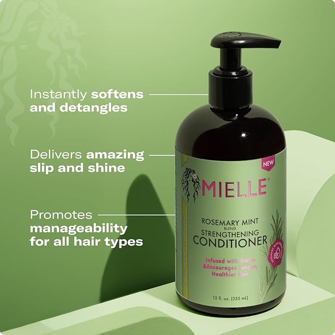 Mielle Wash Day Essentials Bundle - Rosemary Mint Shampoo, Conditioner, Leave-In Conditioner (3 Products)
